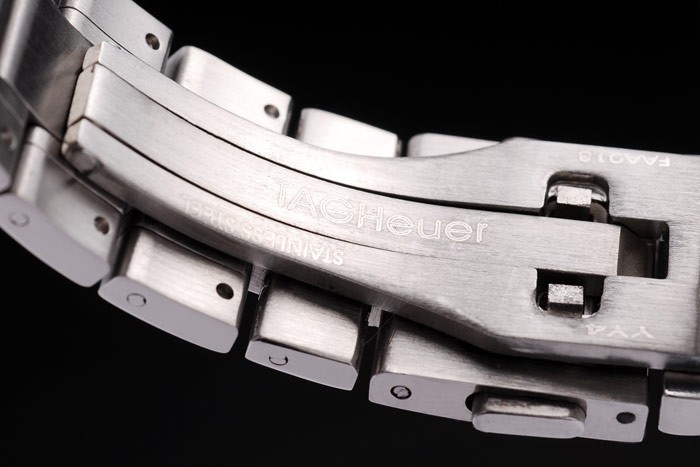 Tag Heuer SLR en acier inoxydable poli Case cadran noir bracelet en acier inoxydable-4