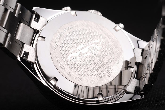 Tag Heuer SLR en acier inoxydable poli Case cadran noir bracelet en acier inoxydable-5