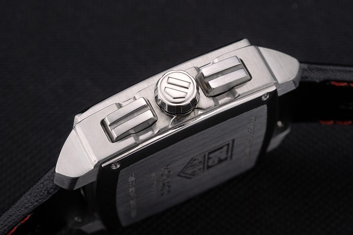 Tag Heuer Monaco Mikrograph bracelet en cuir noir cadran noir 7924-2