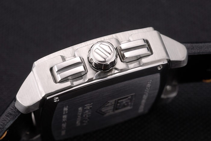 Tag Heuer Monaco Mikrograph bracelet en cuir noir cadran noir 7923-1