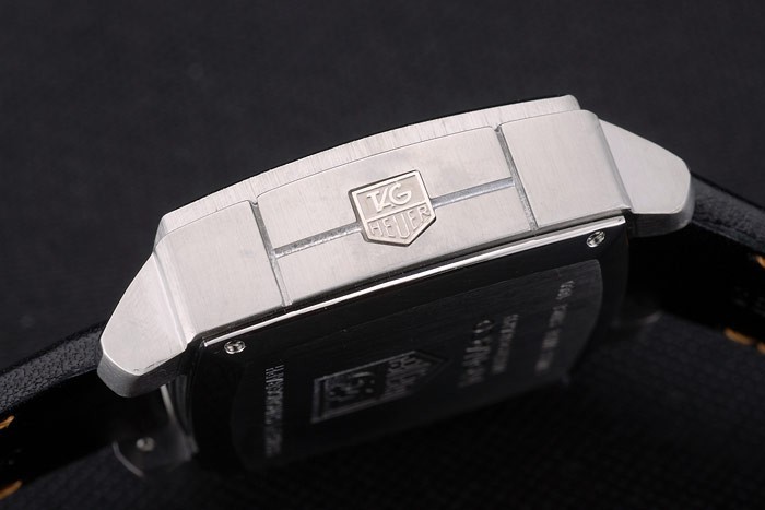 Tag Heuer Monaco Mikrograph bracelet en cuir noir cadran noir 7923-2