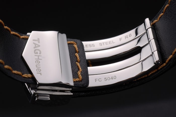 Tag Heuer Monaco Mikrograph bracelet en cuir noir cadran noir 7923-8