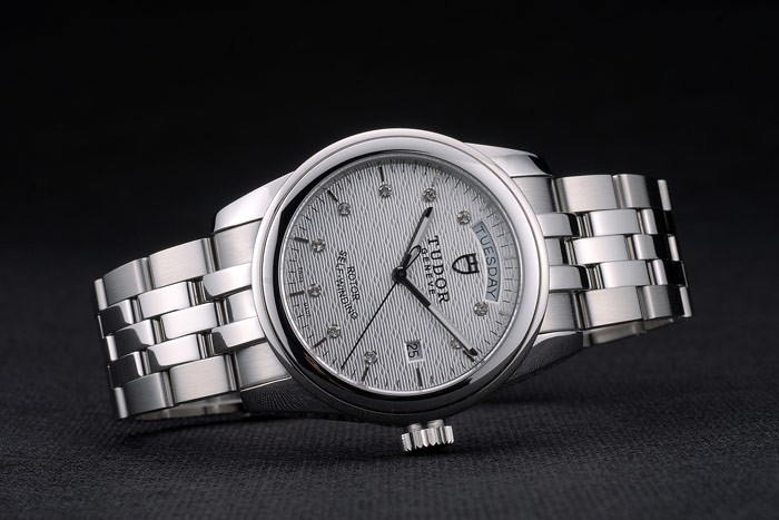 Bracelet suisse Tudor classique en acier inoxydable Argent Patterned Cadran Argent 80298-2