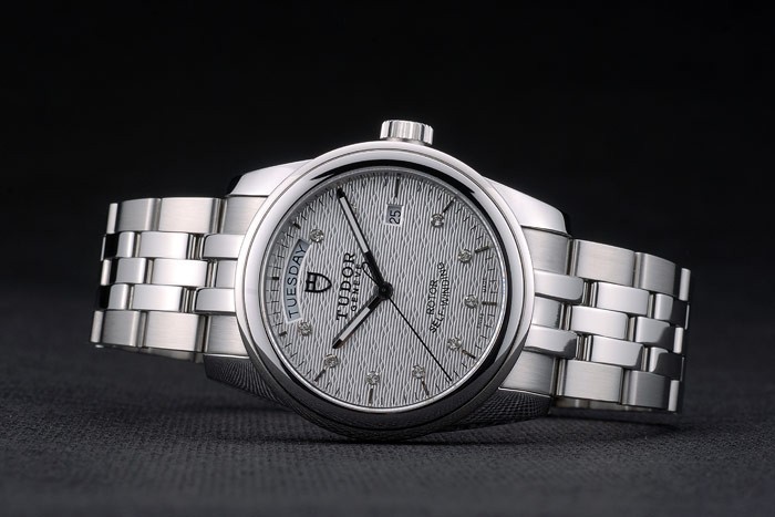 Bracelet suisse Tudor classique en acier inoxydable Argent Patterned Cadran Argent 80298-3