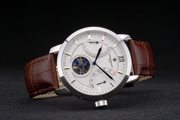 Vacheron Constantin Replique Montre 80228 en cuir de luxe-4
